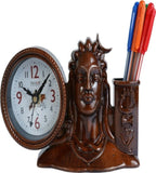 18x11 Cm Adiyogi Table Clock With Penstand For Home Office College K4186