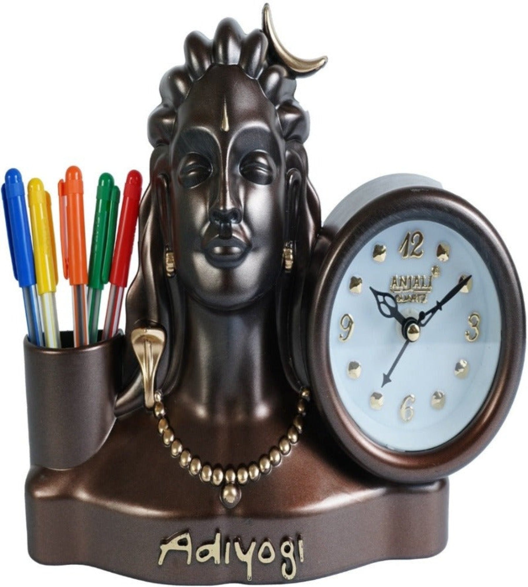 25x20 Cm Adiyogi Table Clock With Penstand For Home Office College K4194