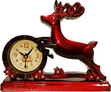 Analog Red Color Deer Table Clock K3921