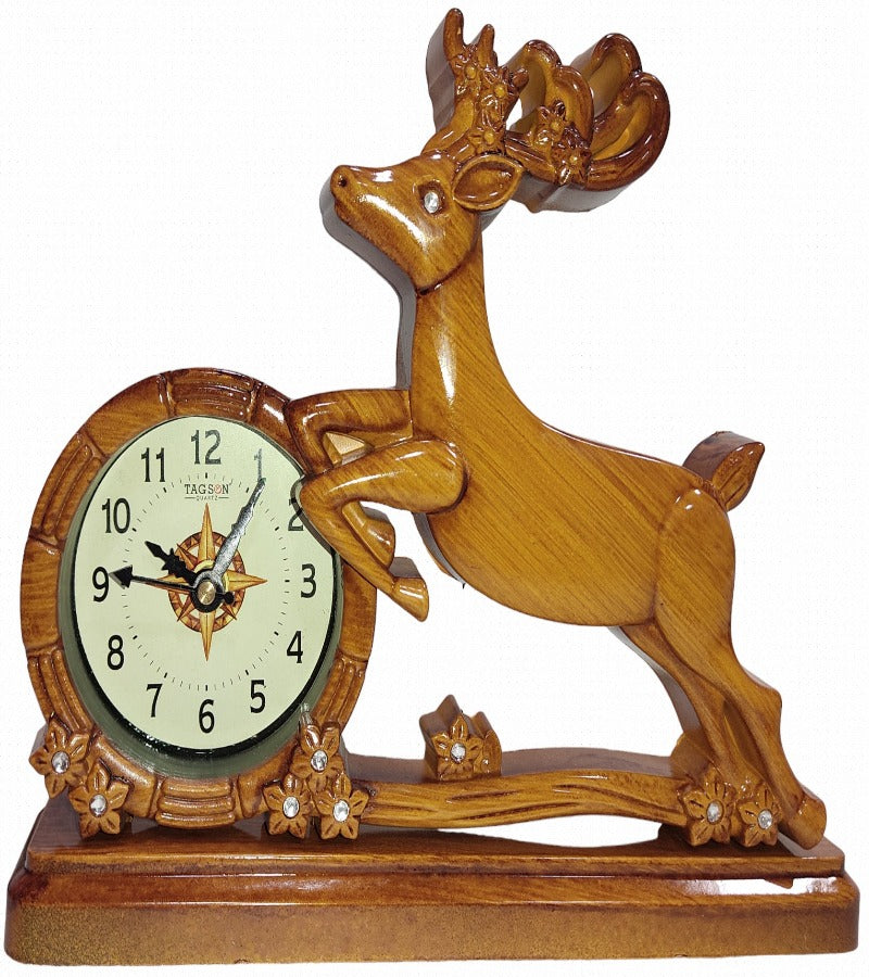 Analog Yellow Color Deer Table Clock K3921