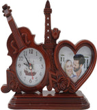 Guiter Effile Tower Photo Frame with Orange Wood Finish Table Clock