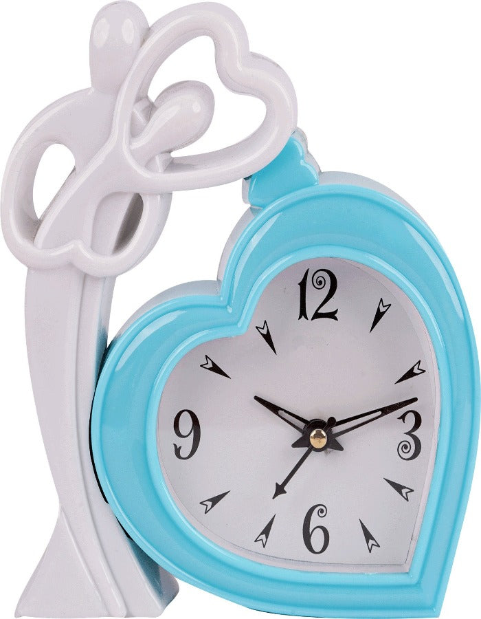 P Blue White  19 X 16 Cm Analog Table Clock K3765
