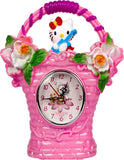 Pink Color 7 X 21Cm Analog Table Clock K3864