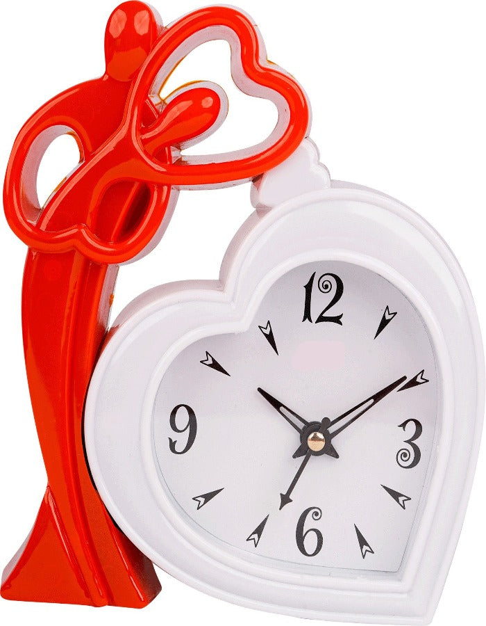 White Orange 19 X 16 Cm Analog Table Clock K3763
